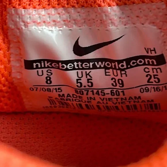 Nike FS Lite Run 3 Orange Athletic Running Shoes 807145-601 Women’s Size 8 - Picture 11 of 12